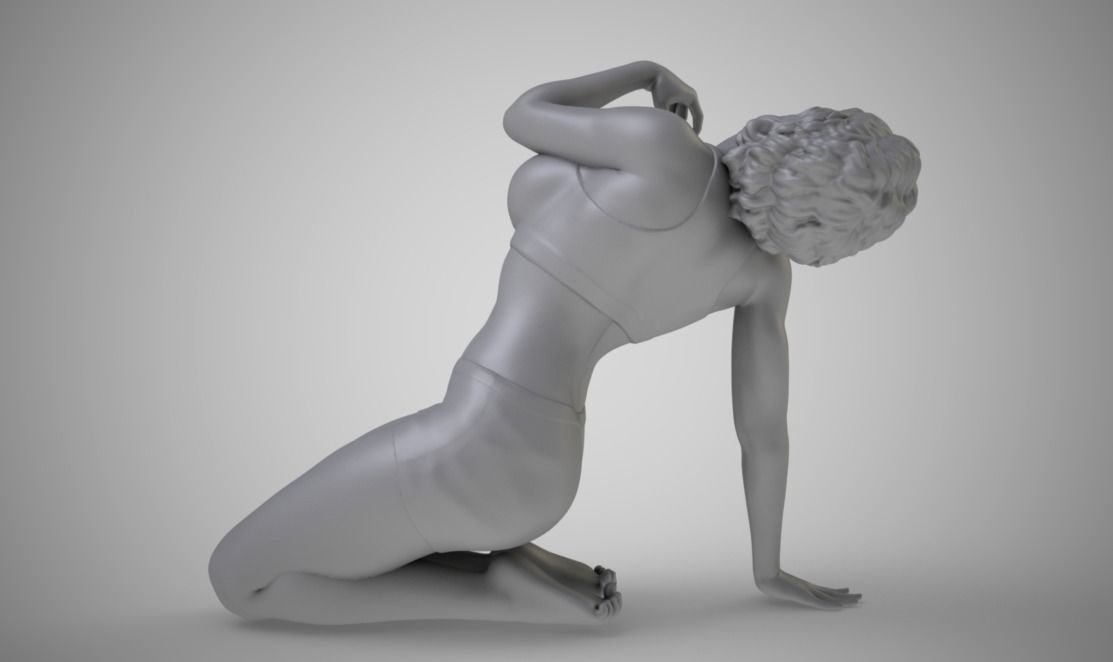 Fatigue woman lying 3D print model_1