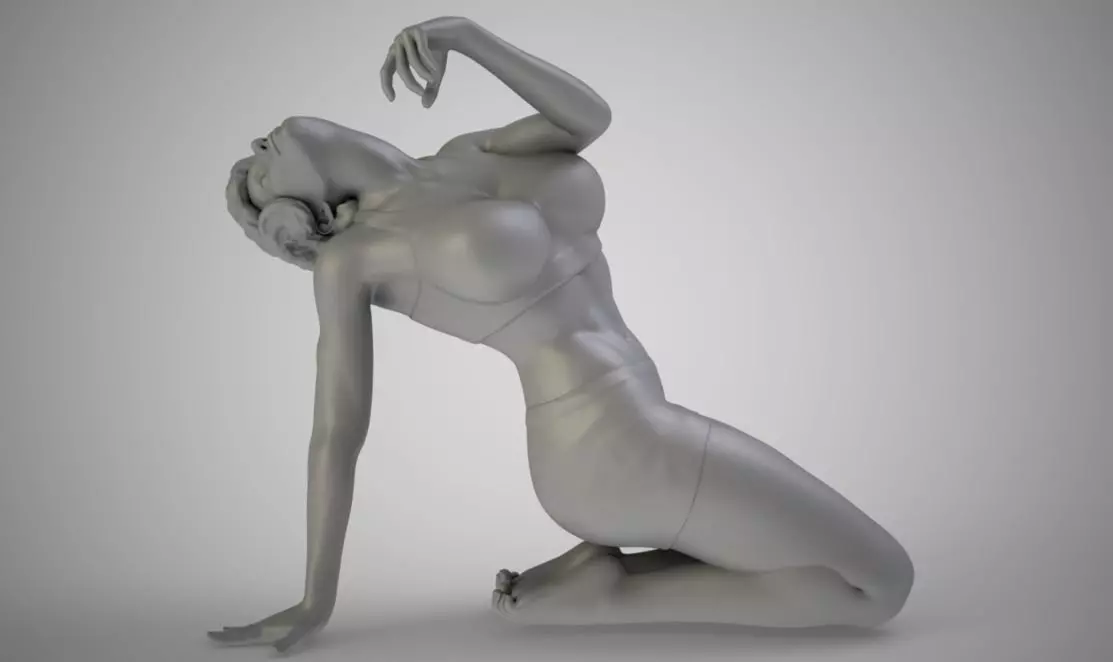 Fatigue woman lying 3D print model_0