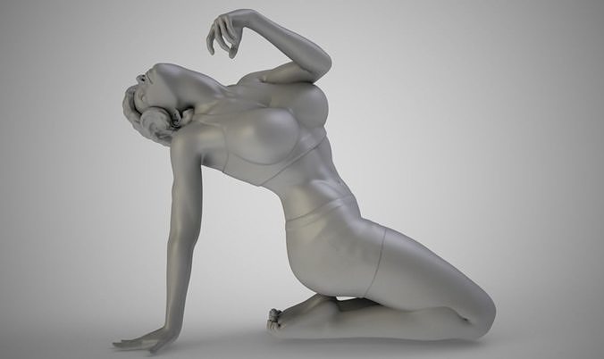 Fatigue woman lying 3D print model
