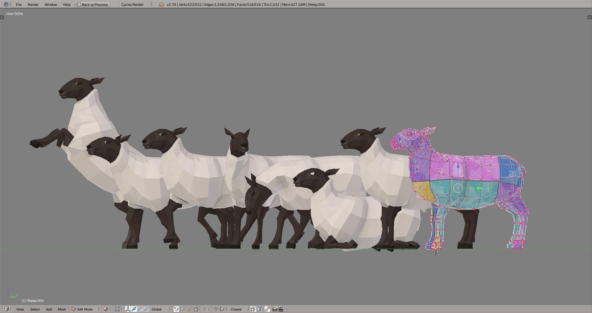 Sheep polygonal Low-poly 3D model_6