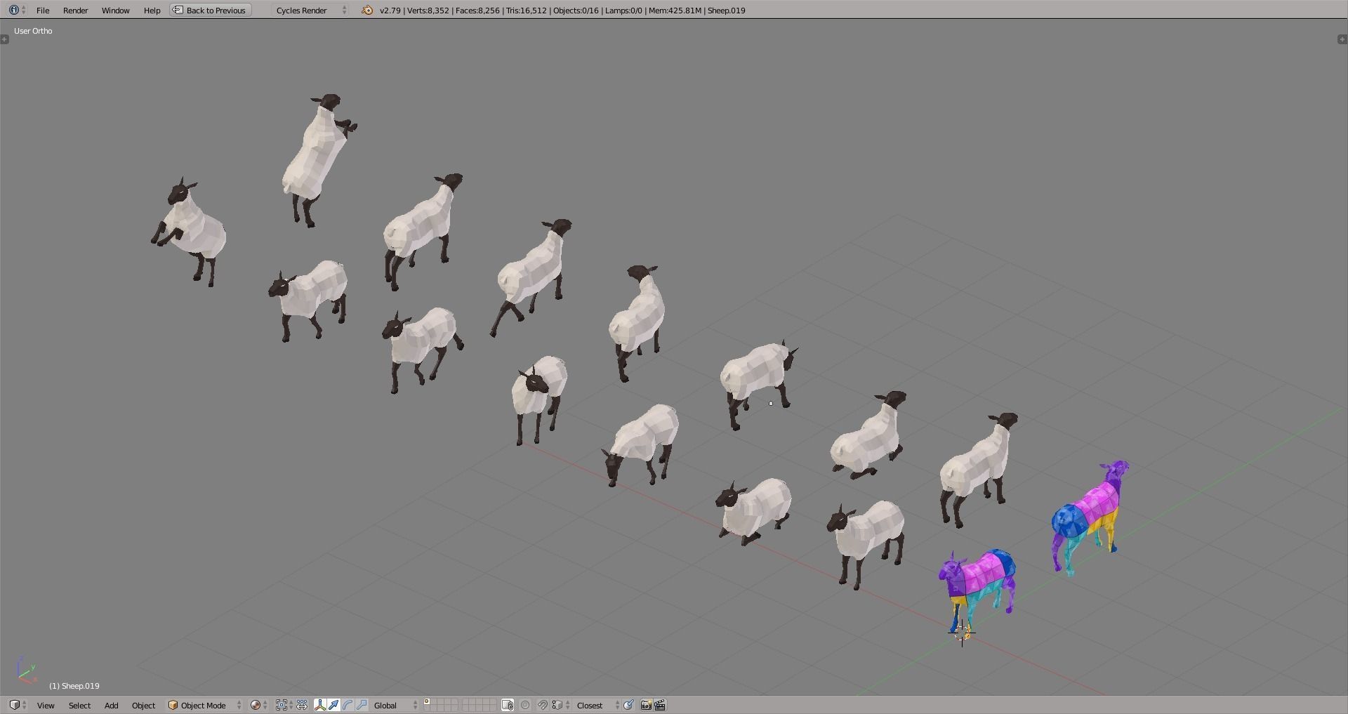 Sheep polygonal Low-poly 3D model_3