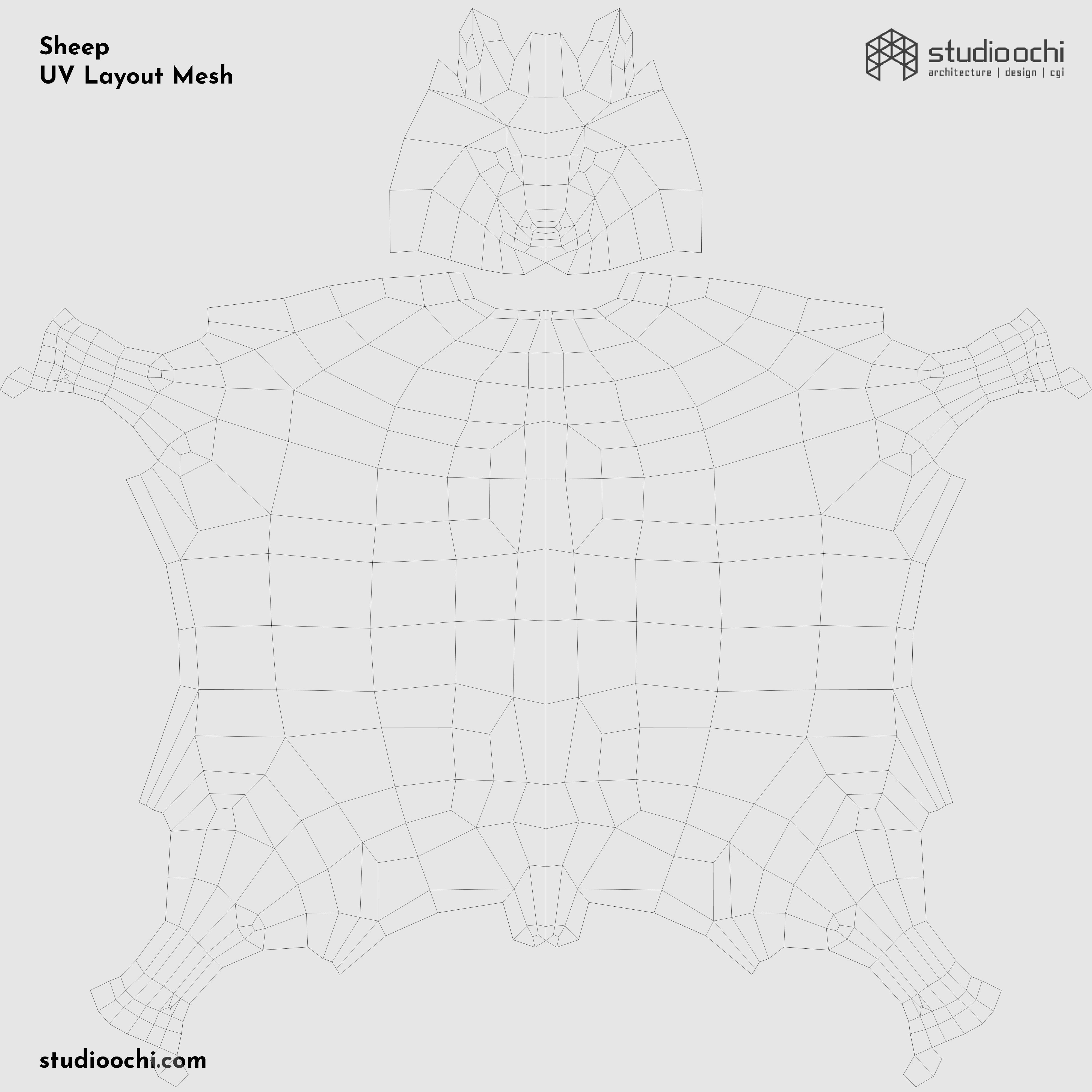 Sheep polygonal Low-poly 3D model_1