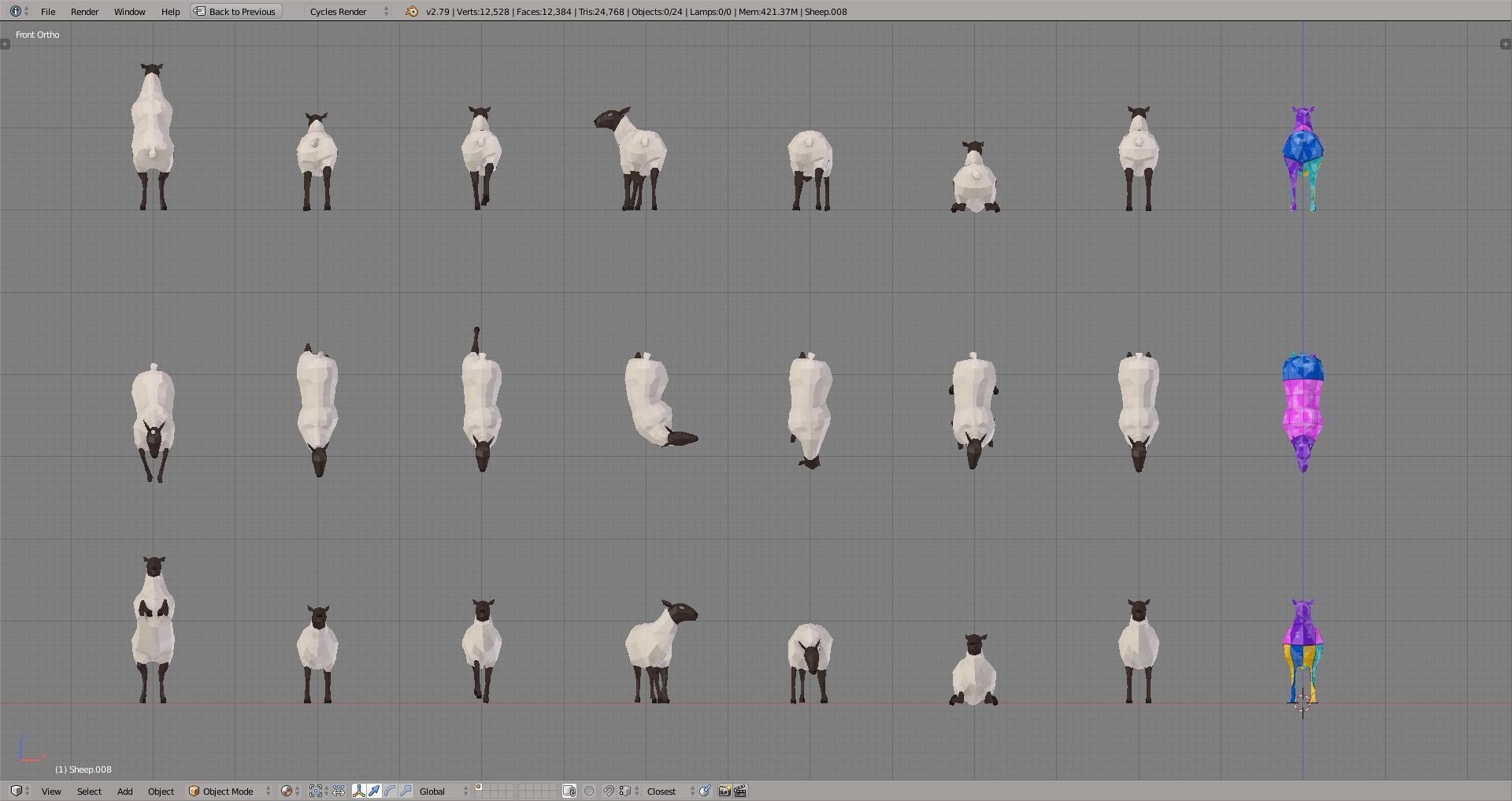 Sheep polygonal Low-poly 3D model_2