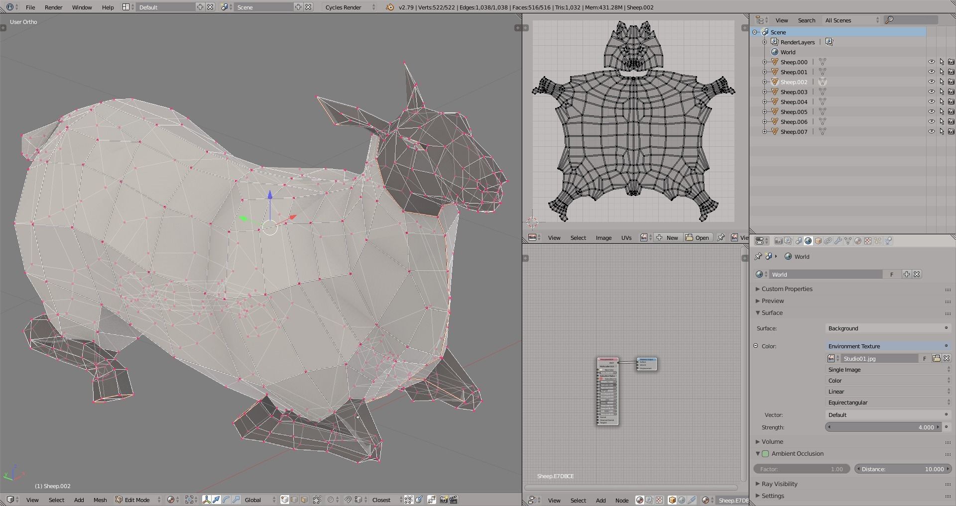 Sheep polygonal Low-poly 3D model_4