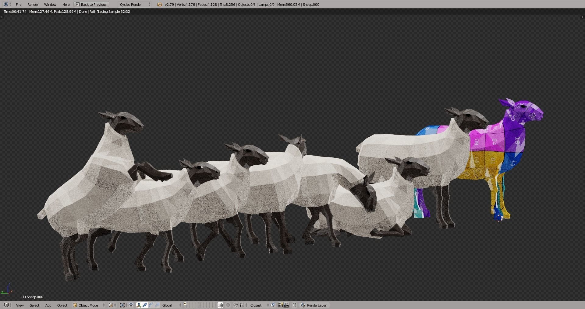 Sheep polygonal Low-poly 3D model_5