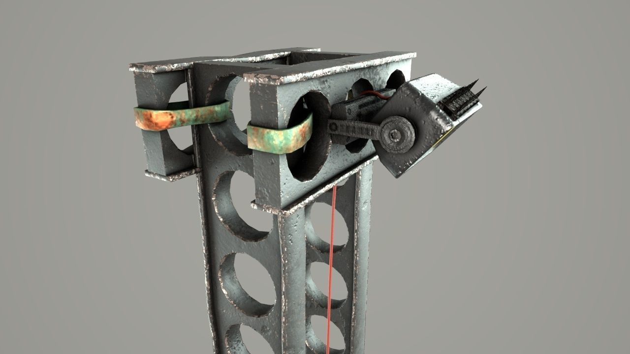 cyber punk light on pillar Low-poly 3D model_20