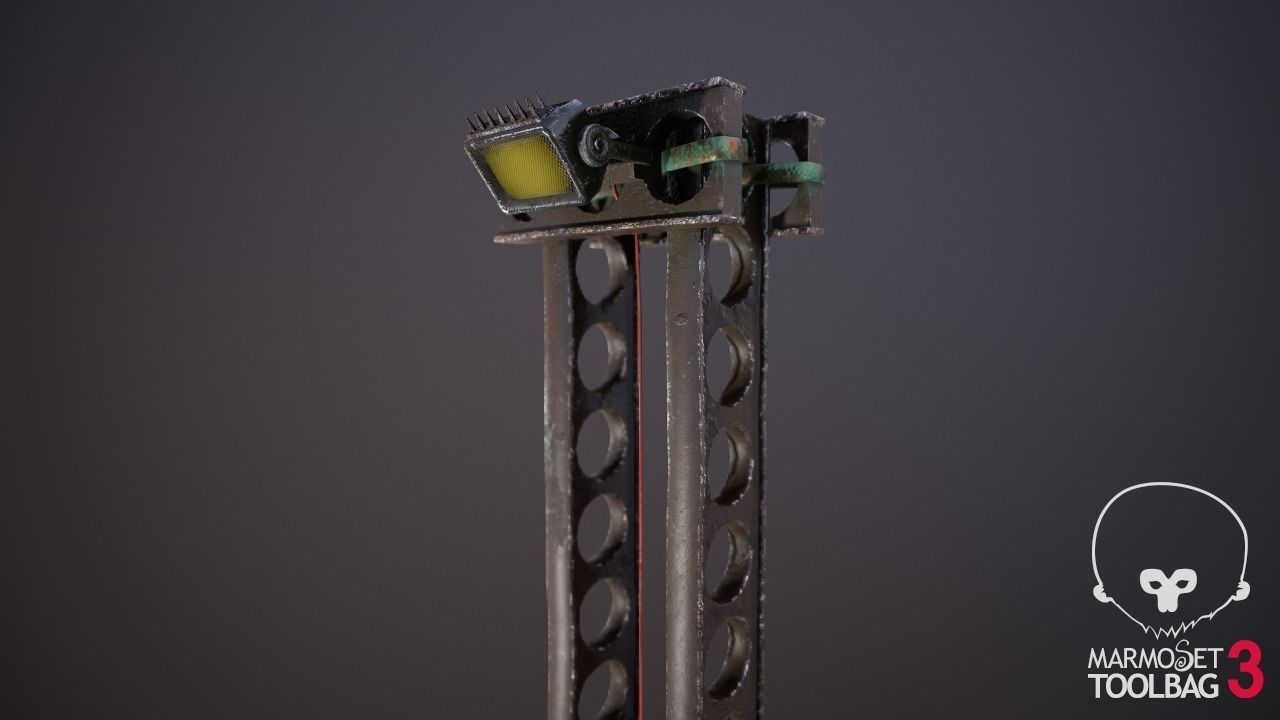 cyber punk light on pillar Low-poly 3D model_5