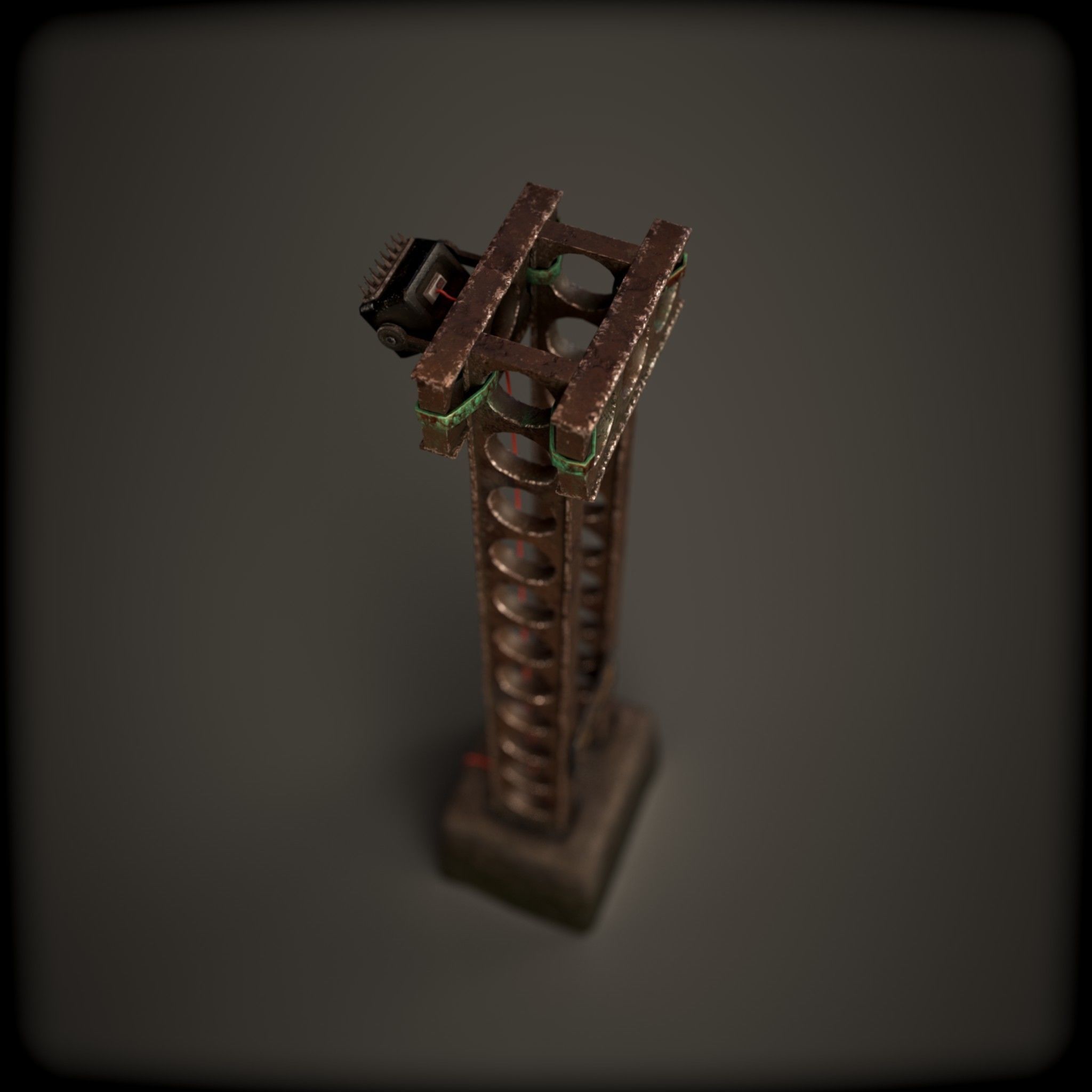 cyber punk light on pillar Low-poly 3D model_16