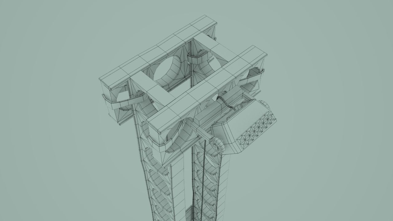 cyber punk light on pillar Low-poly 3D model_8