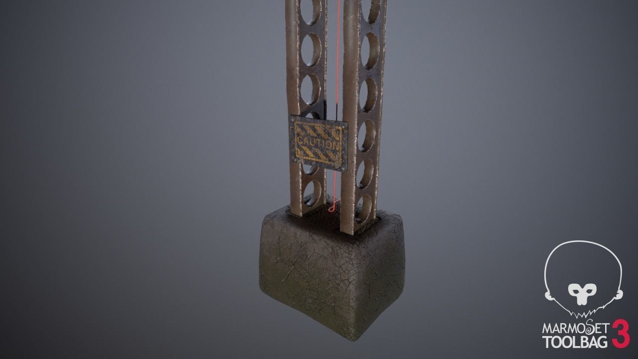cyber punk light on pillar Low-poly 3D model_2