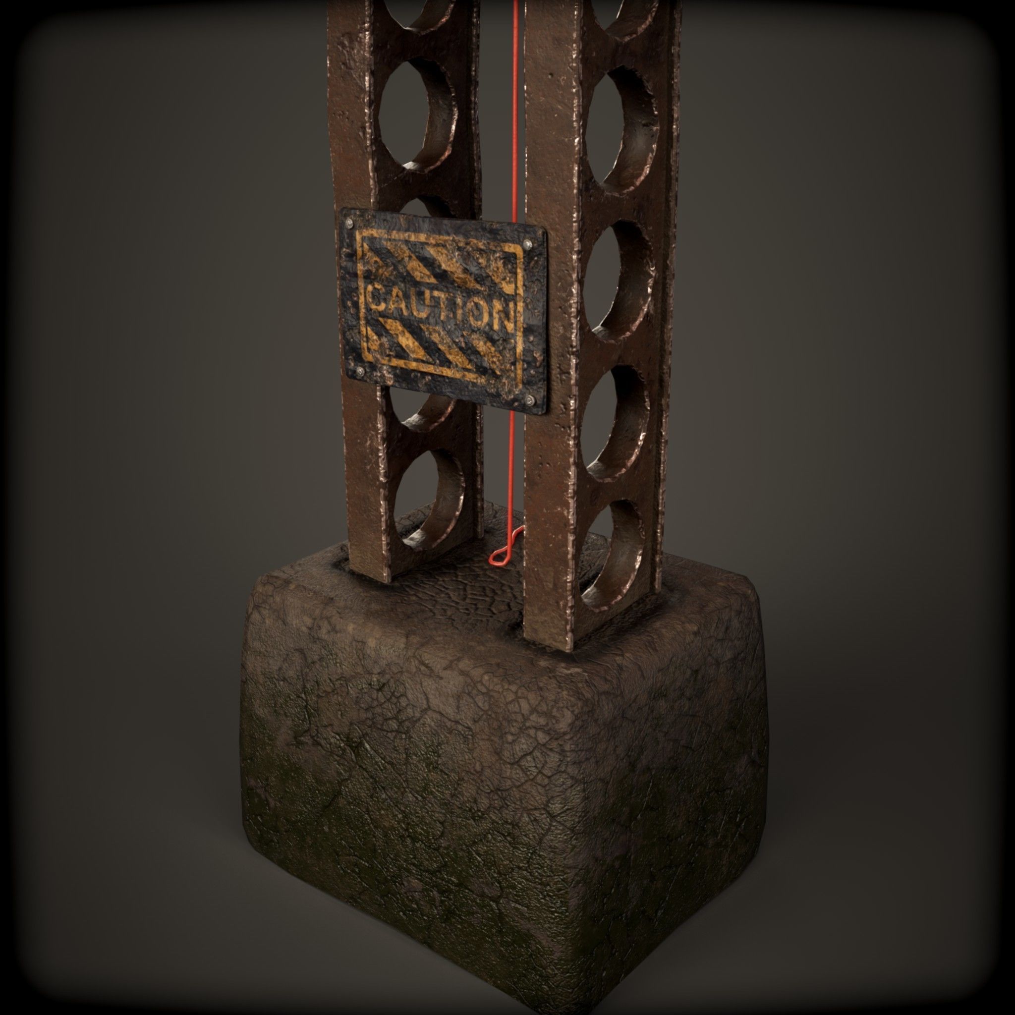 cyber punk light on pillar Low-poly 3D model_19