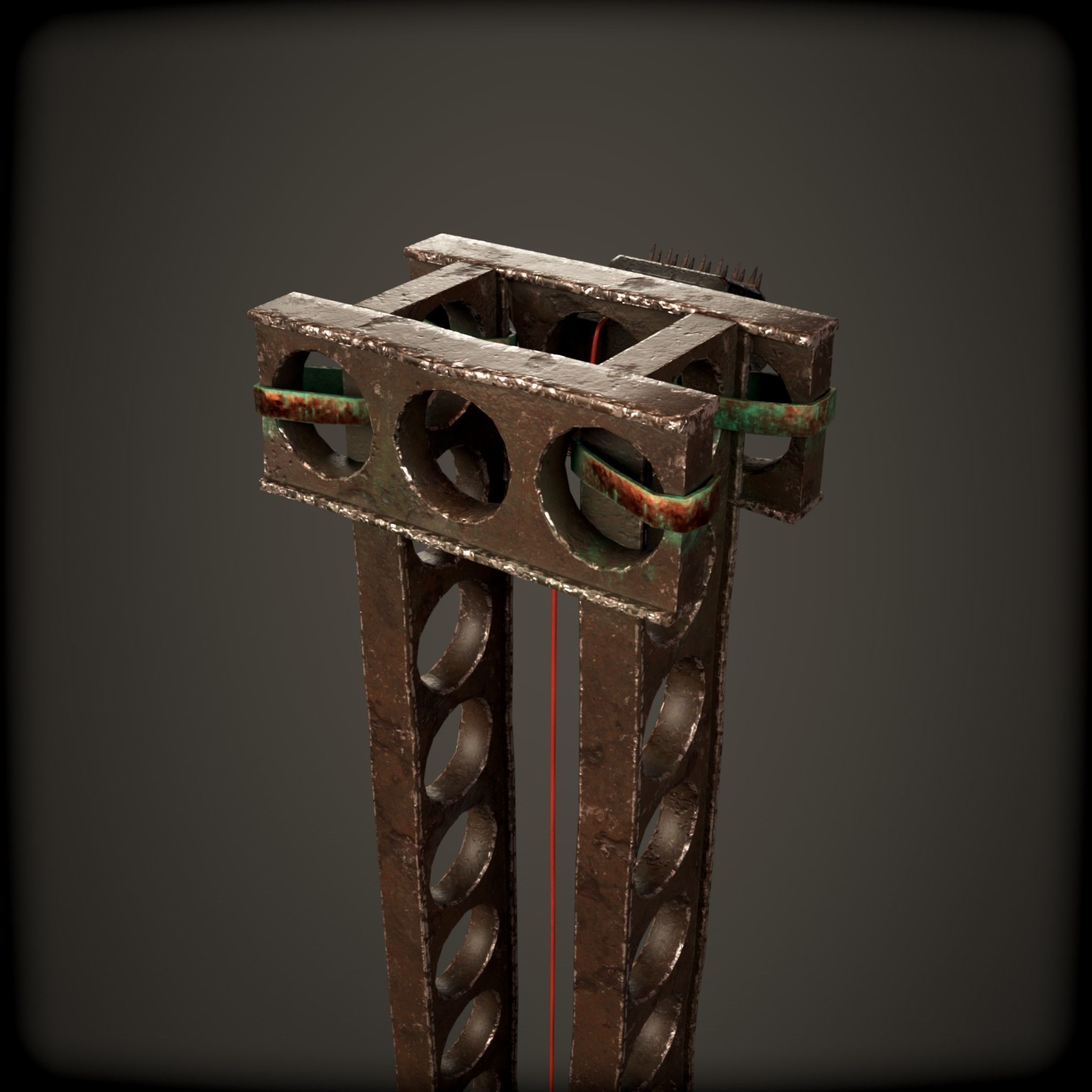 cyber punk light on pillar Low-poly 3D model_11