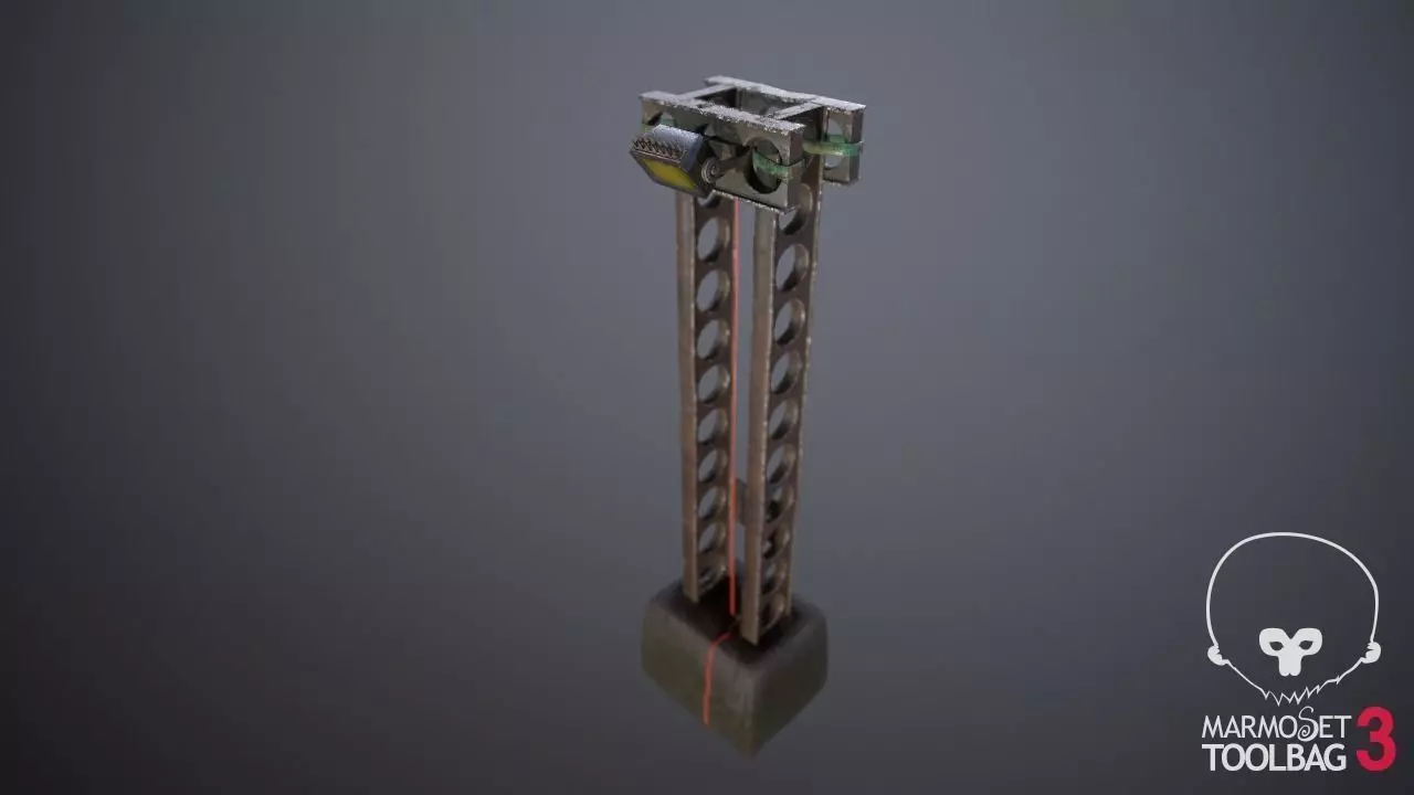cyber punk light on pillar Low-poly 3D model_0