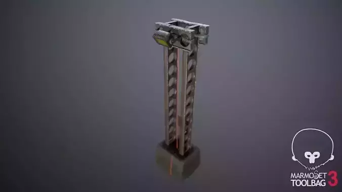 cyber punk light on pillar Low-poly 3D model