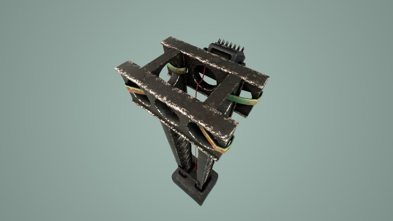 cyber punk light on pillar Low-poly 3D model_24