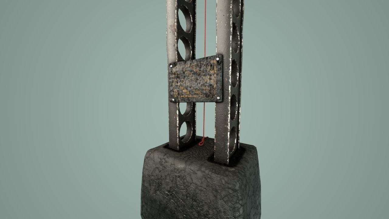 cyber punk light on pillar Low-poly 3D model_23