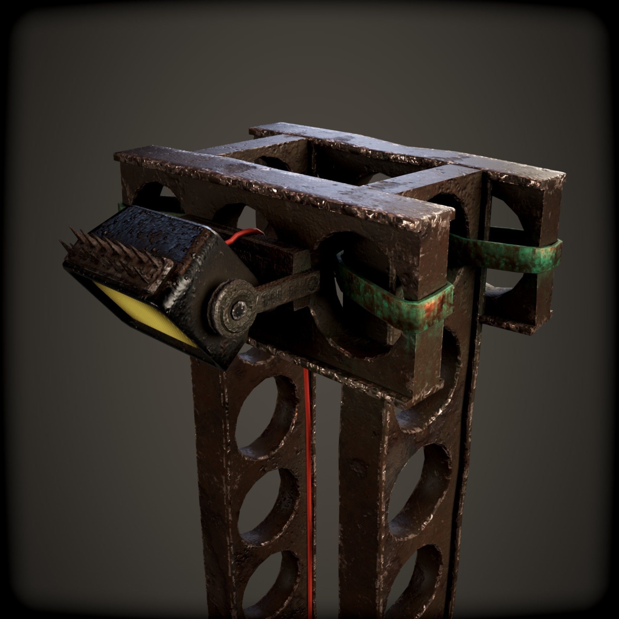 cyber punk light on pillar Low-poly 3D model_13