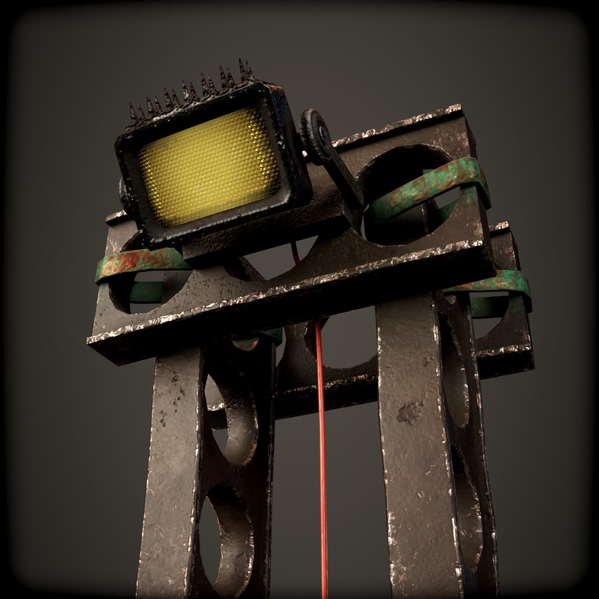 cyber punk light on pillar Low-poly 3D model_12