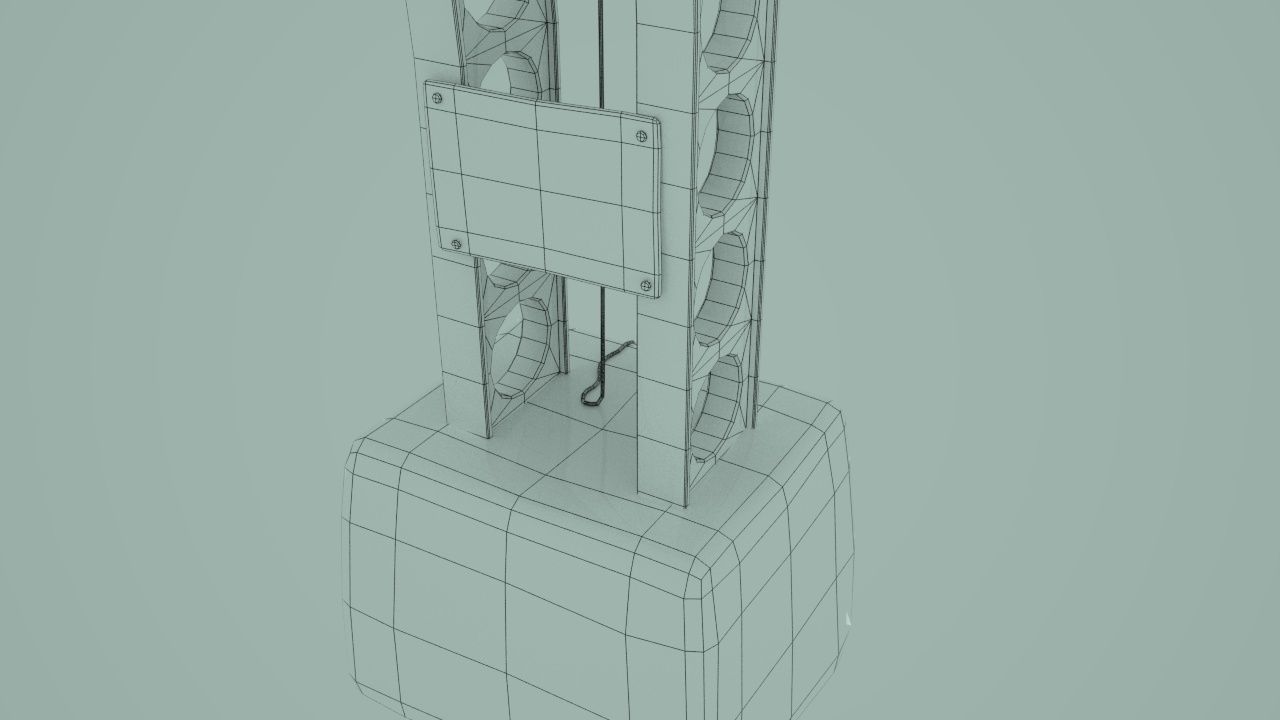 cyber punk light on pillar Low-poly 3D model_9