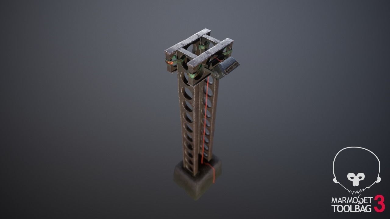 cyber punk light on pillar Low-poly 3D model_4