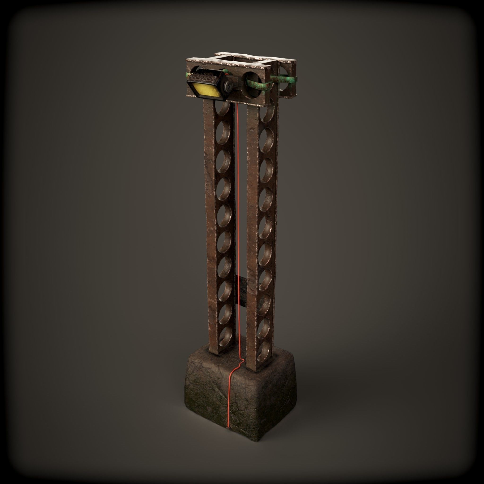 cyber punk light on pillar Low-poly 3D model_14