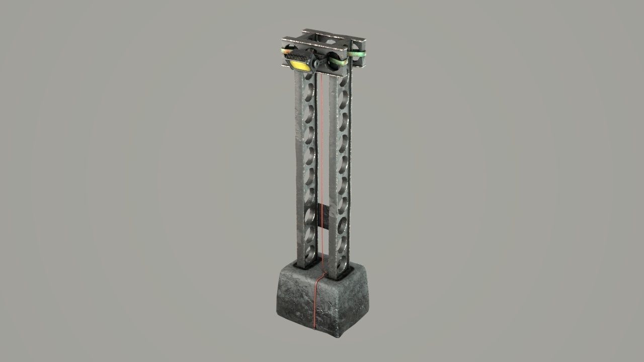 cyber punk light on pillar Low-poly 3D model_25