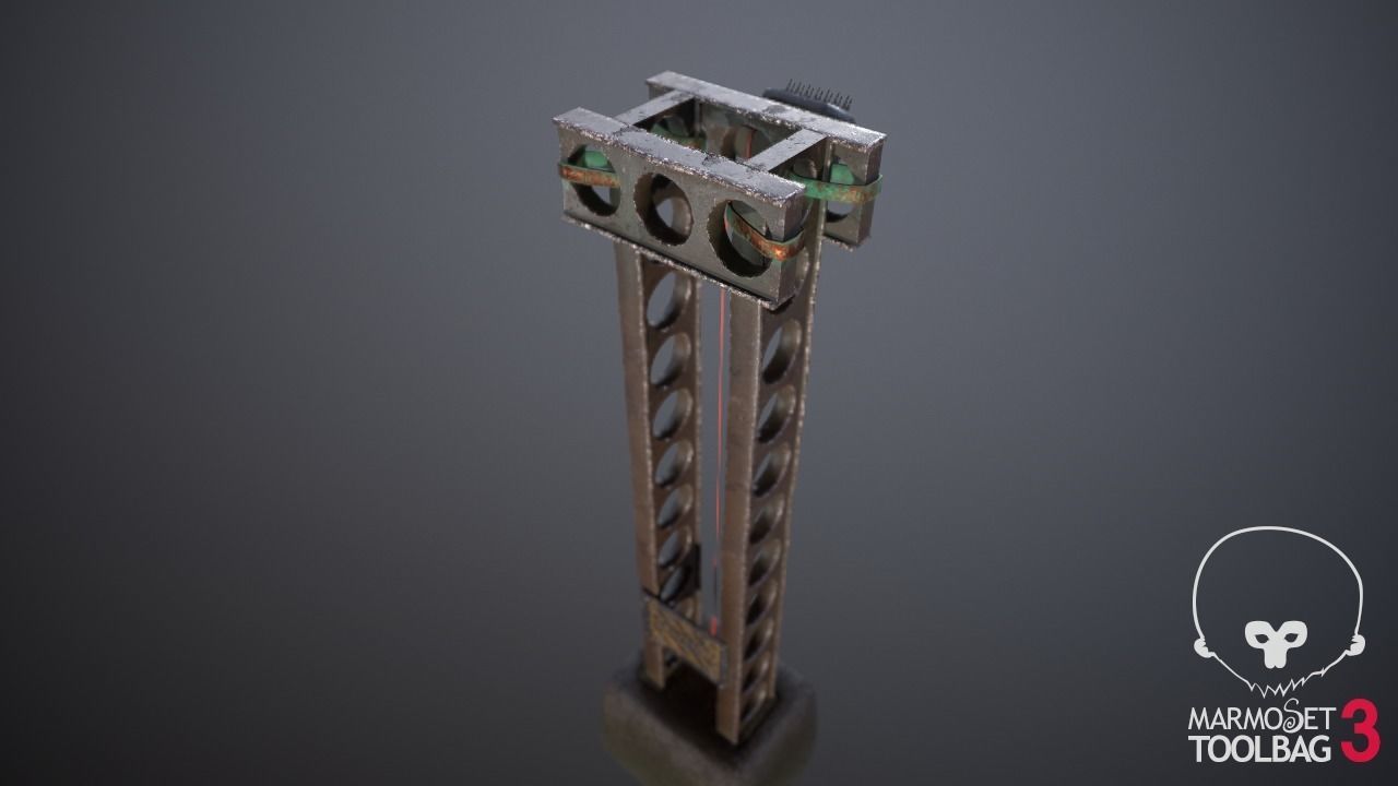 cyber punk light on pillar Low-poly 3D model_3
