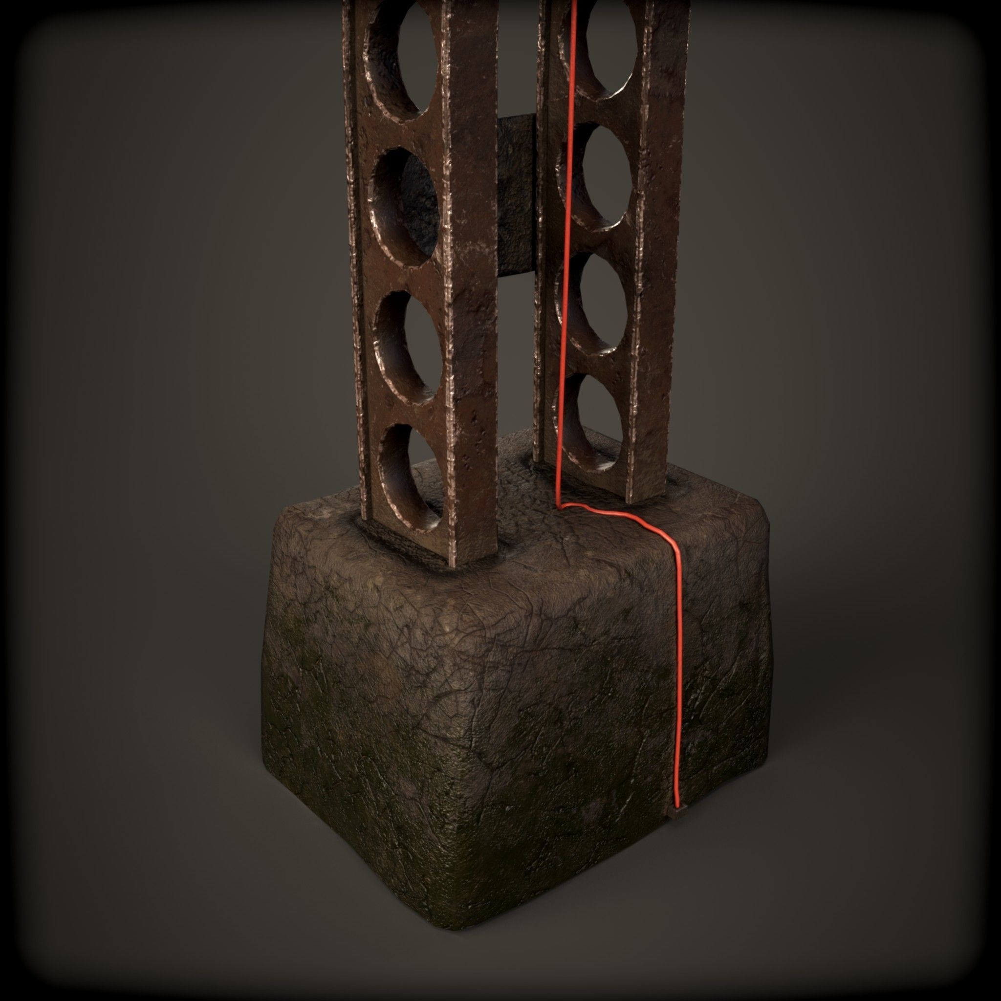 cyber punk light on pillar Low-poly 3D model_18