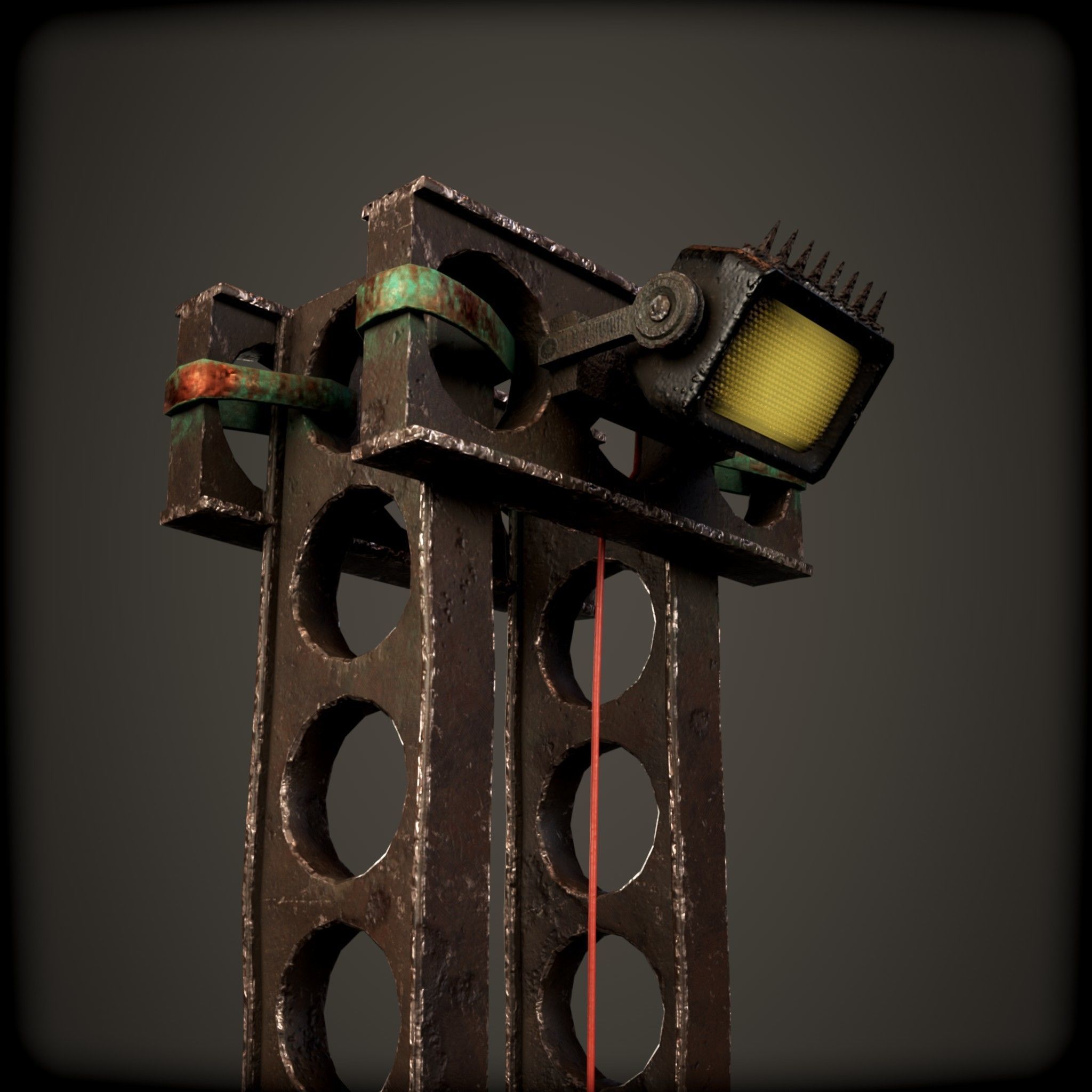 cyber punk light on pillar Low-poly 3D model_10