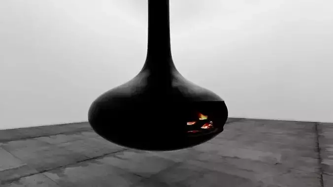 chimney sculpture with fire in it Low-poly 3D model