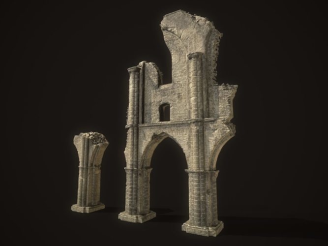 Ancient Cathedral Ruins Low-poly 3D model