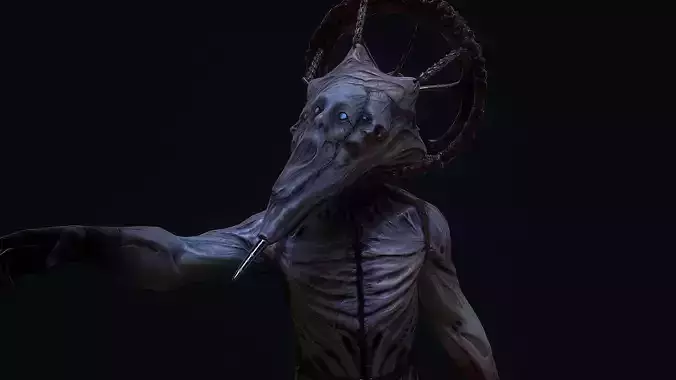 Conehead creepy horror enemy Low-poly 3D model