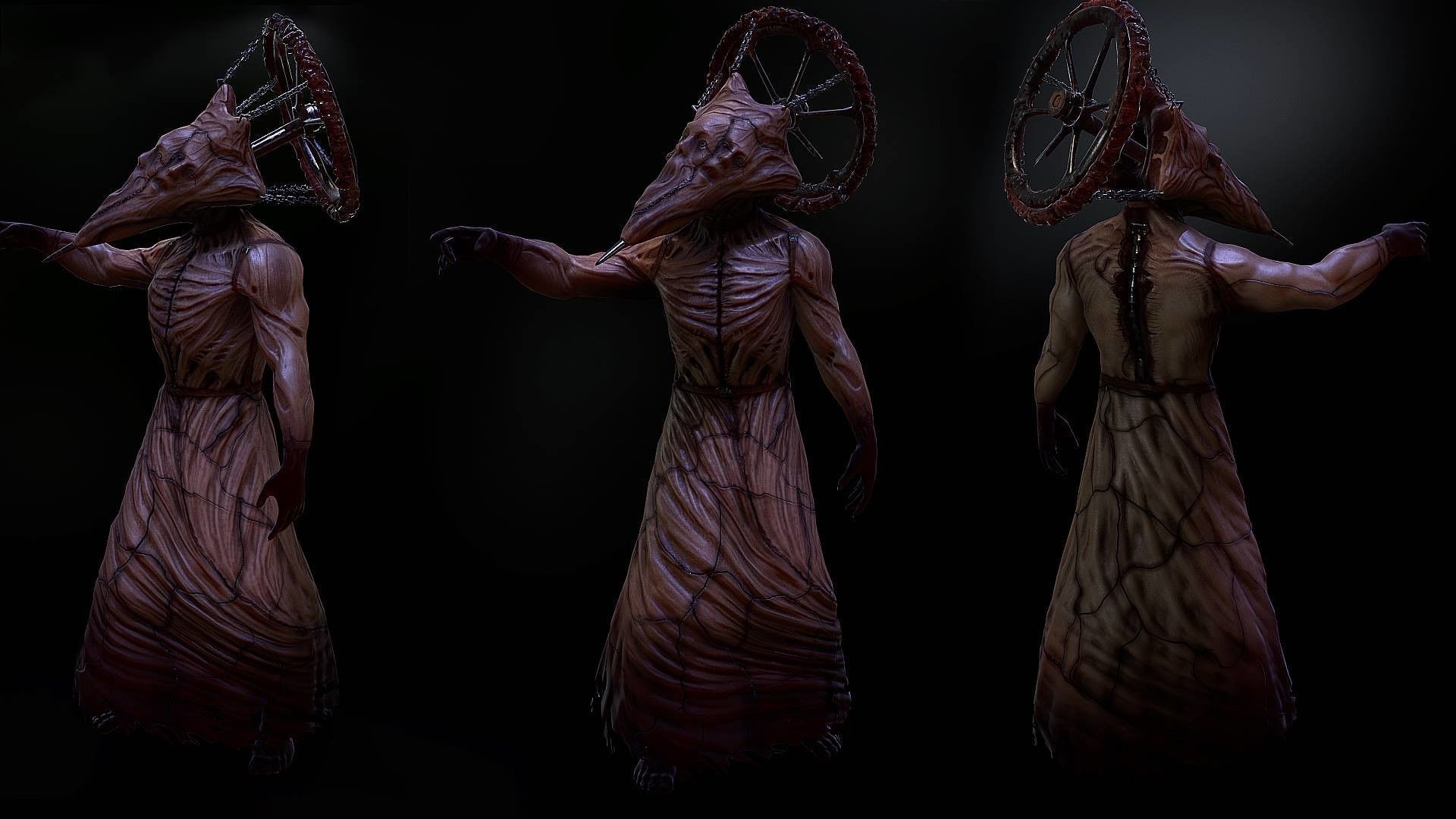 Conehead creepy horror enemy Low-poly 3D model_2