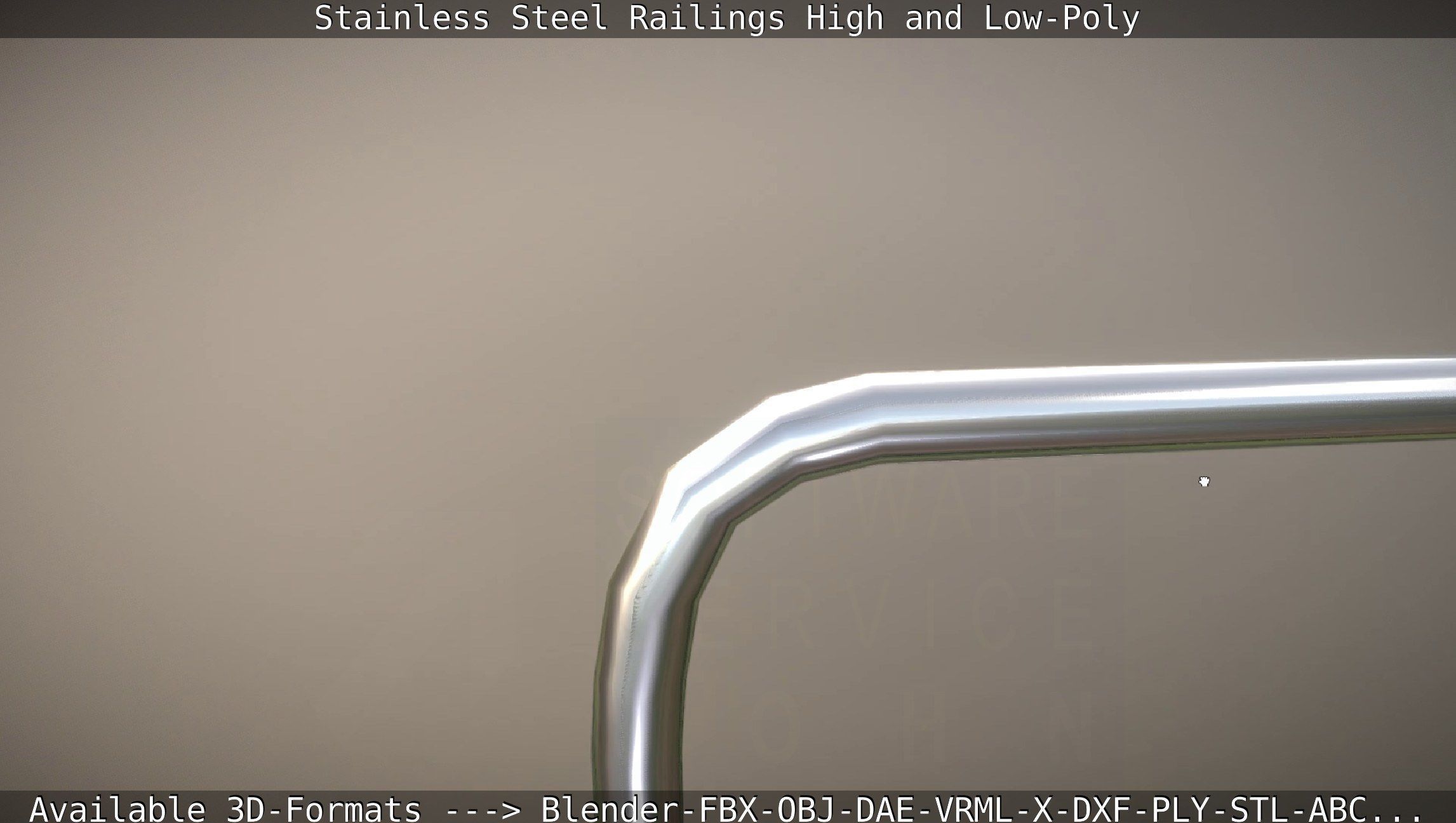 Stainless Steel Railings High and Low-Poly 3D model_14
