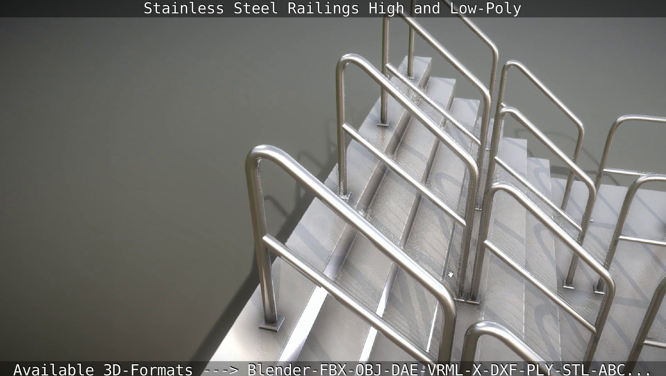 Stainless Steel Railings High and Low-Poly 3D model_24