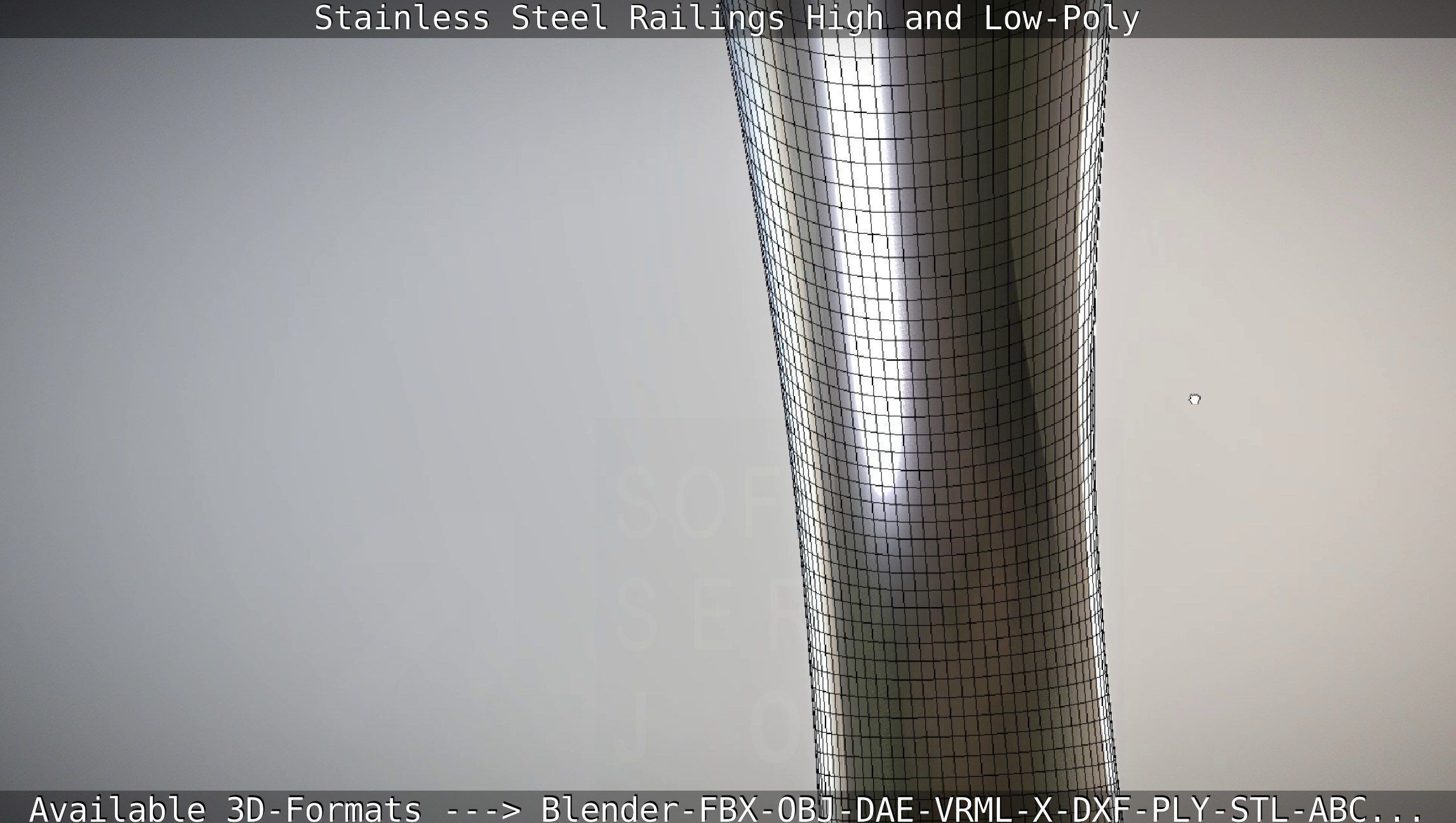 Stainless Steel Railings High and Low-Poly 3D model_39
