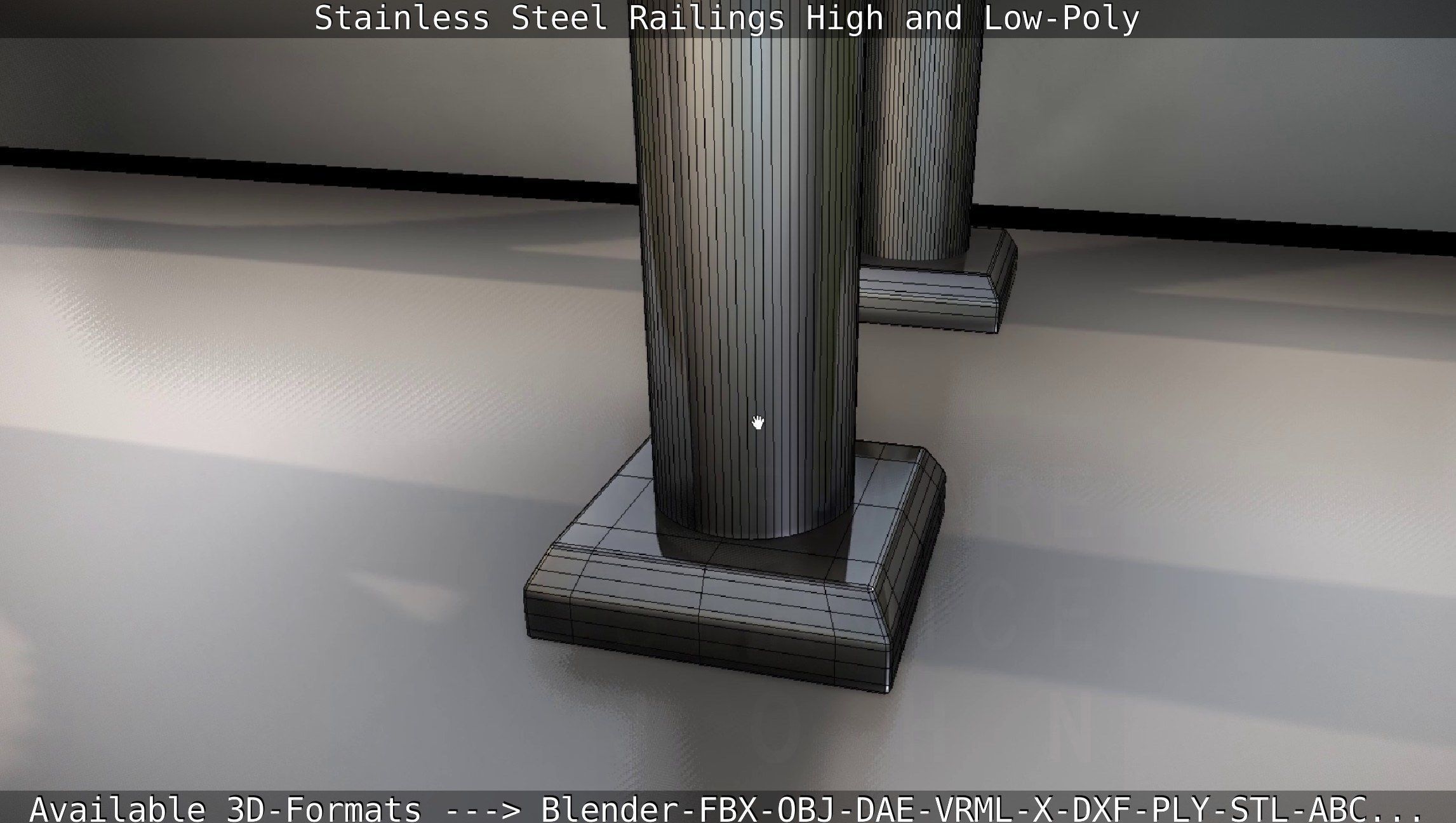 Stainless Steel Railings High and Low-Poly 3D model_50