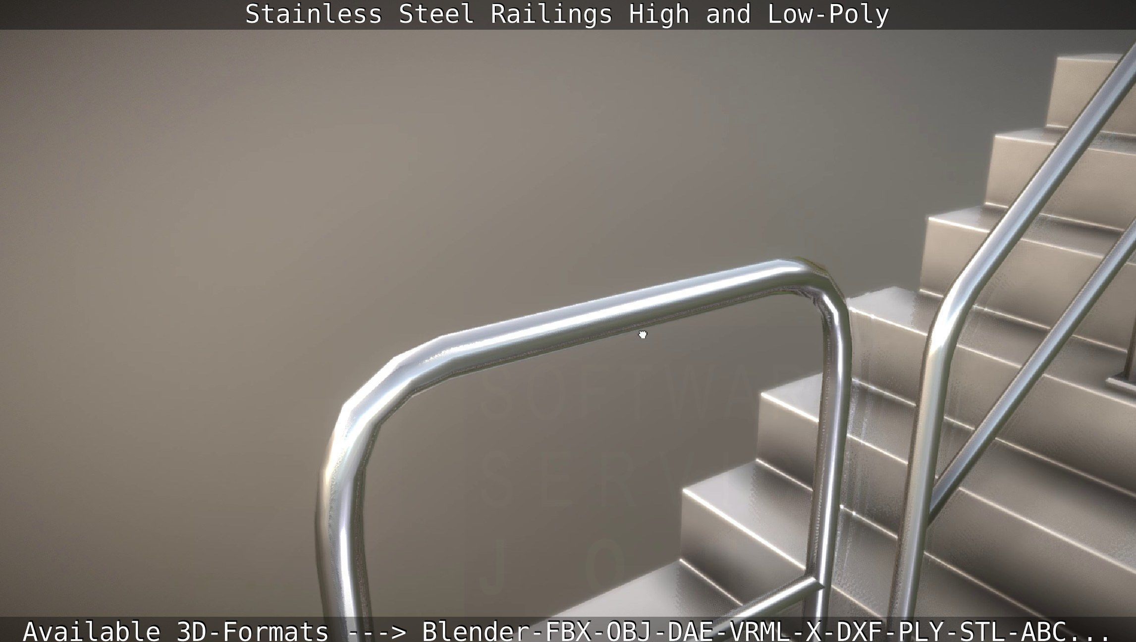 Stainless Steel Railings High and Low-Poly 3D model_17