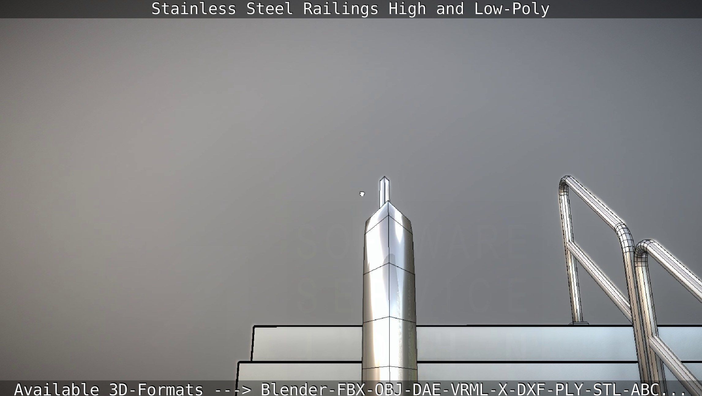 Stainless Steel Railings High and Low-Poly 3D model_72