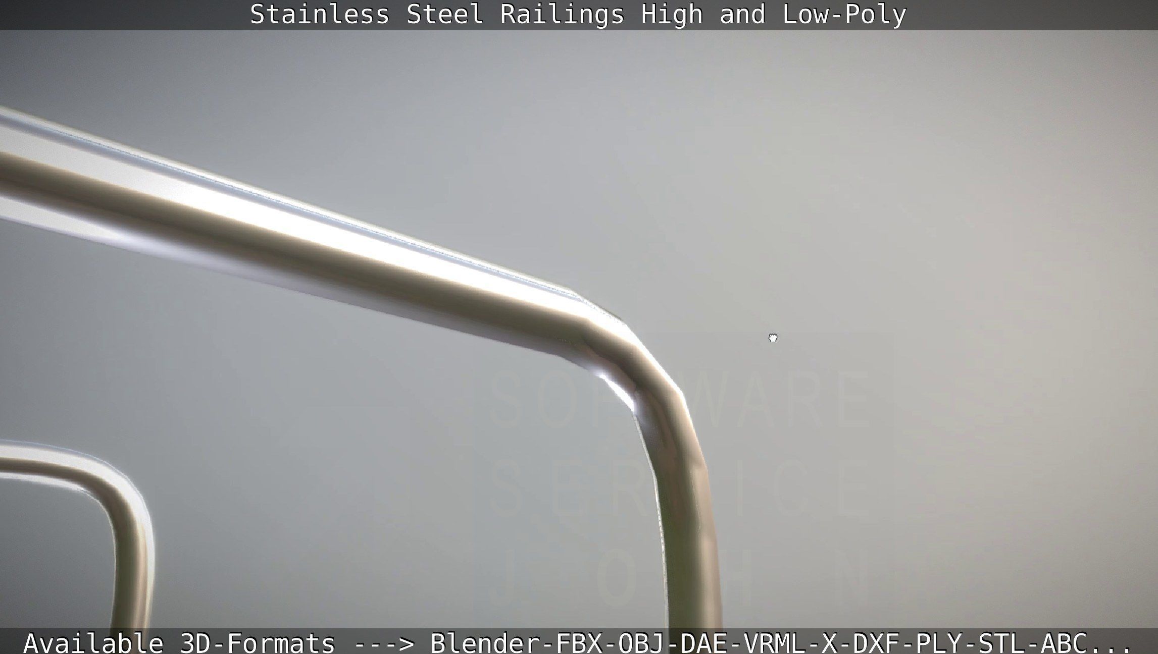 Stainless Steel Railings High and Low-Poly 3D model_13