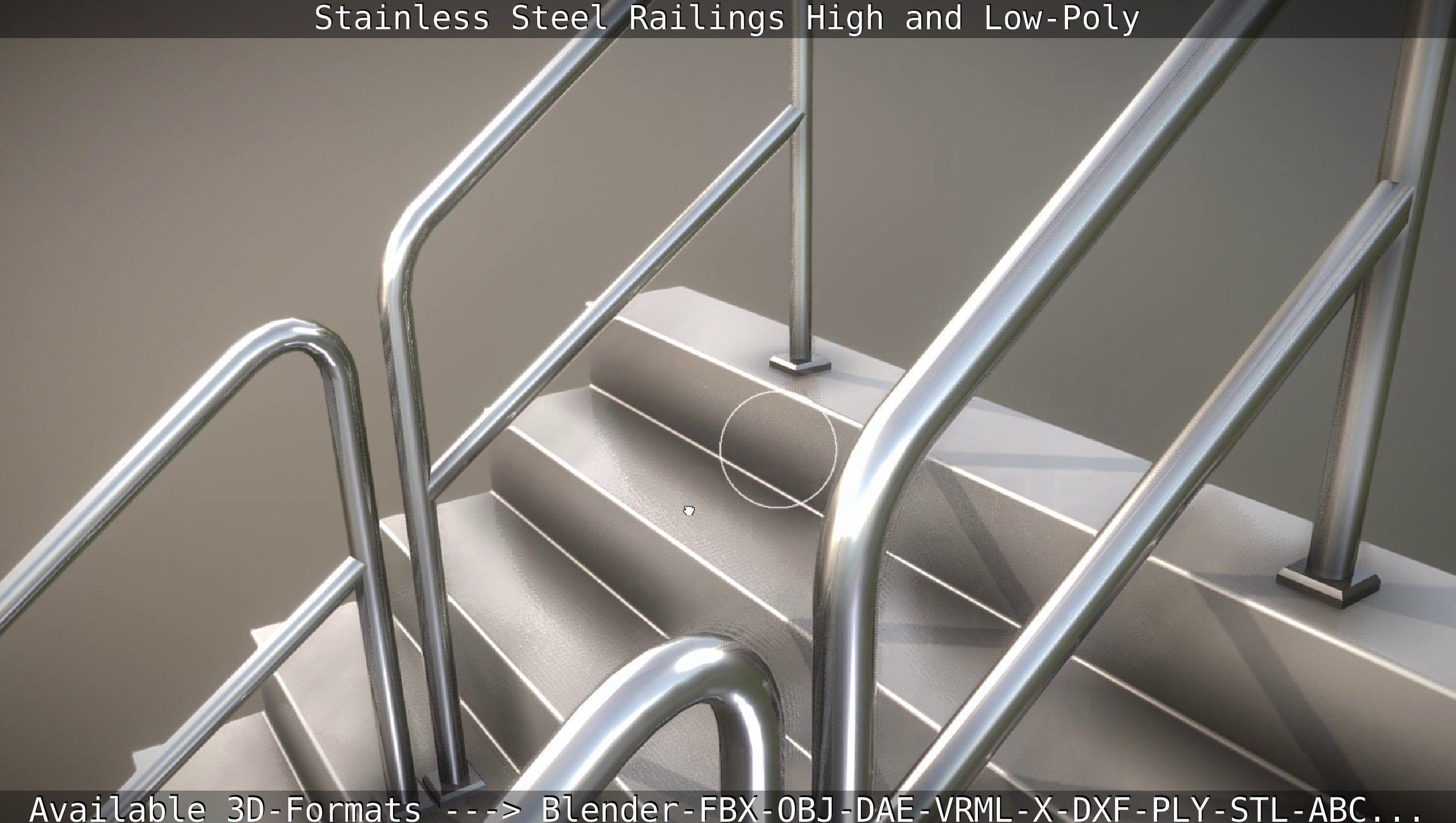 Stainless Steel Railings High and Low-Poly 3D model_18