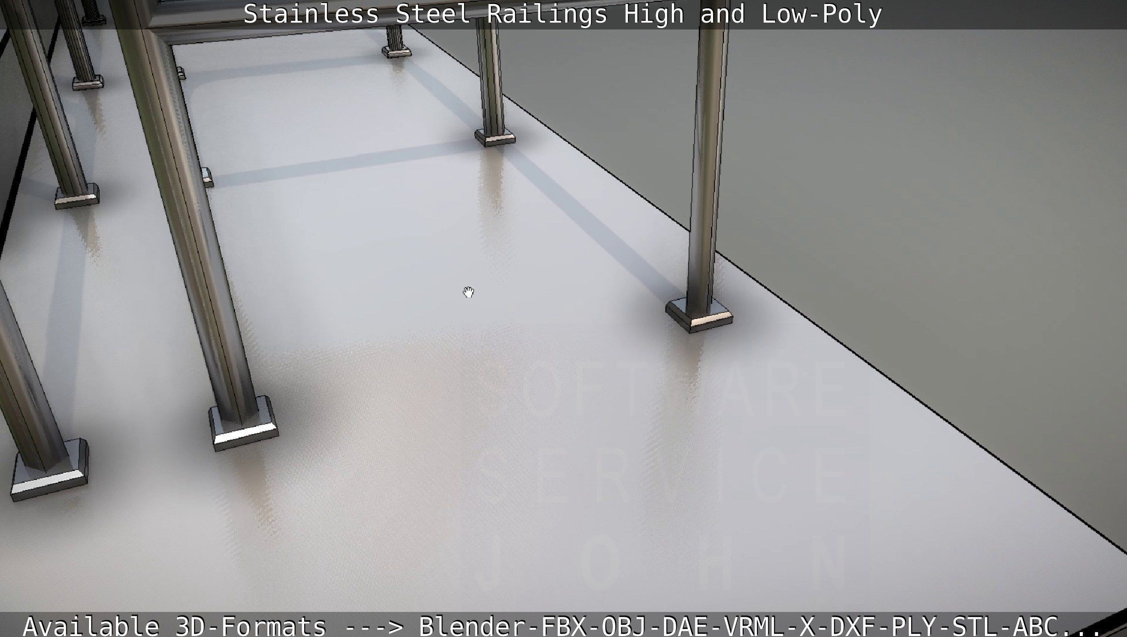 Stainless Steel Railings High and Low-Poly 3D model_77