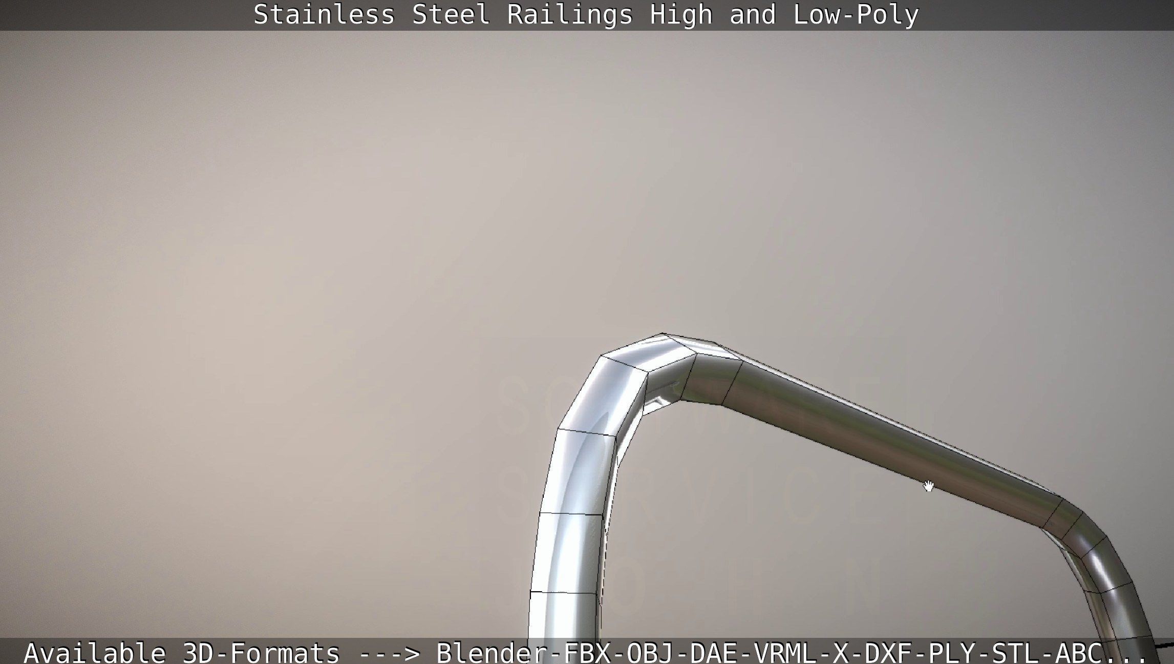 Stainless Steel Railings High and Low-Poly 3D model_73