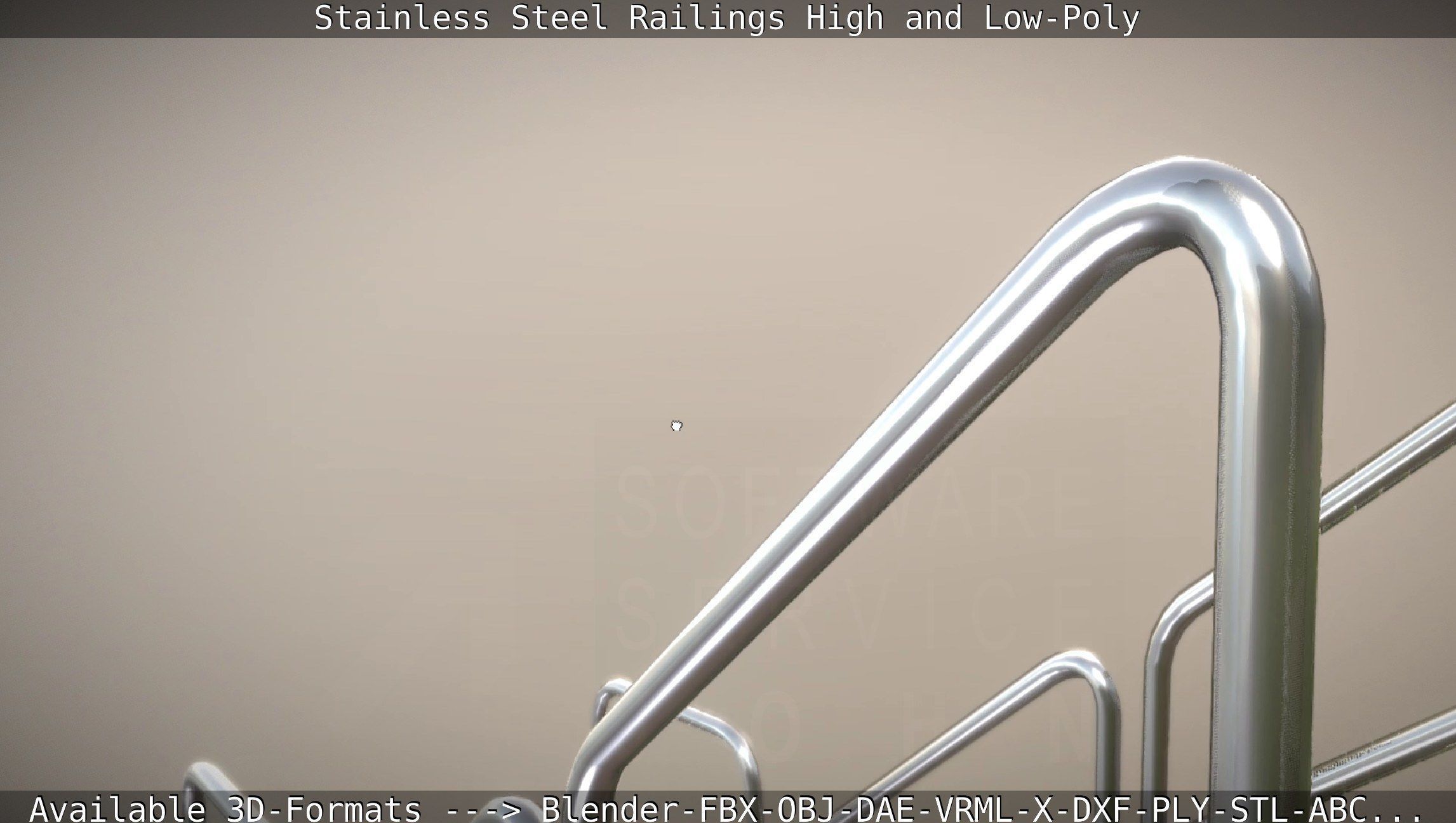 Stainless Steel Railings High and Low-Poly 3D model_20