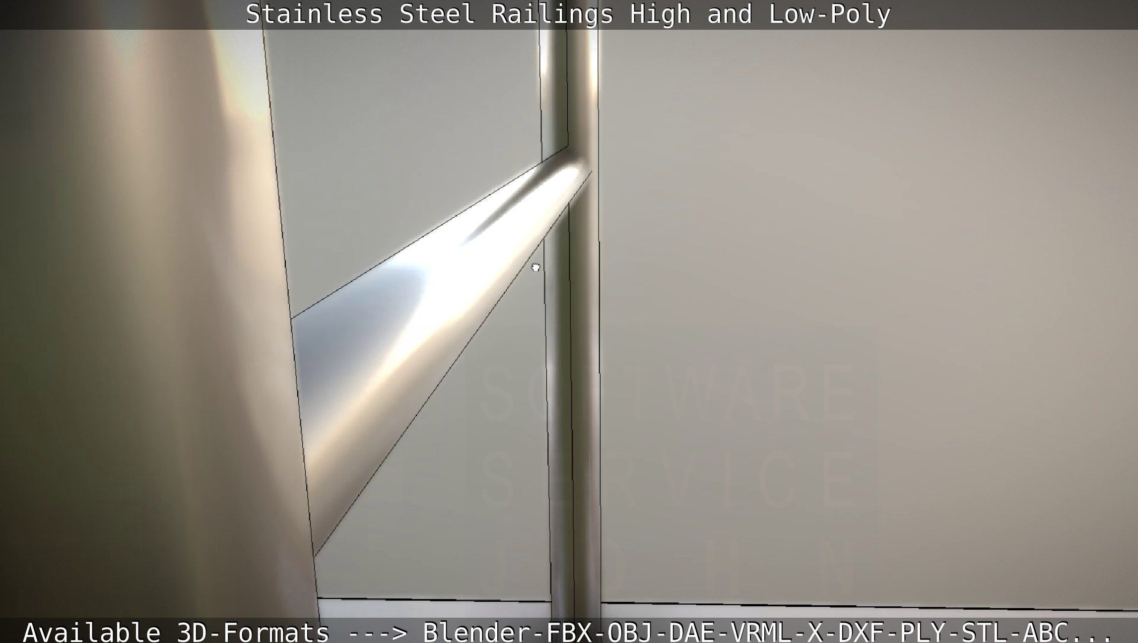 Stainless Steel Railings High and Low-Poly 3D model_23