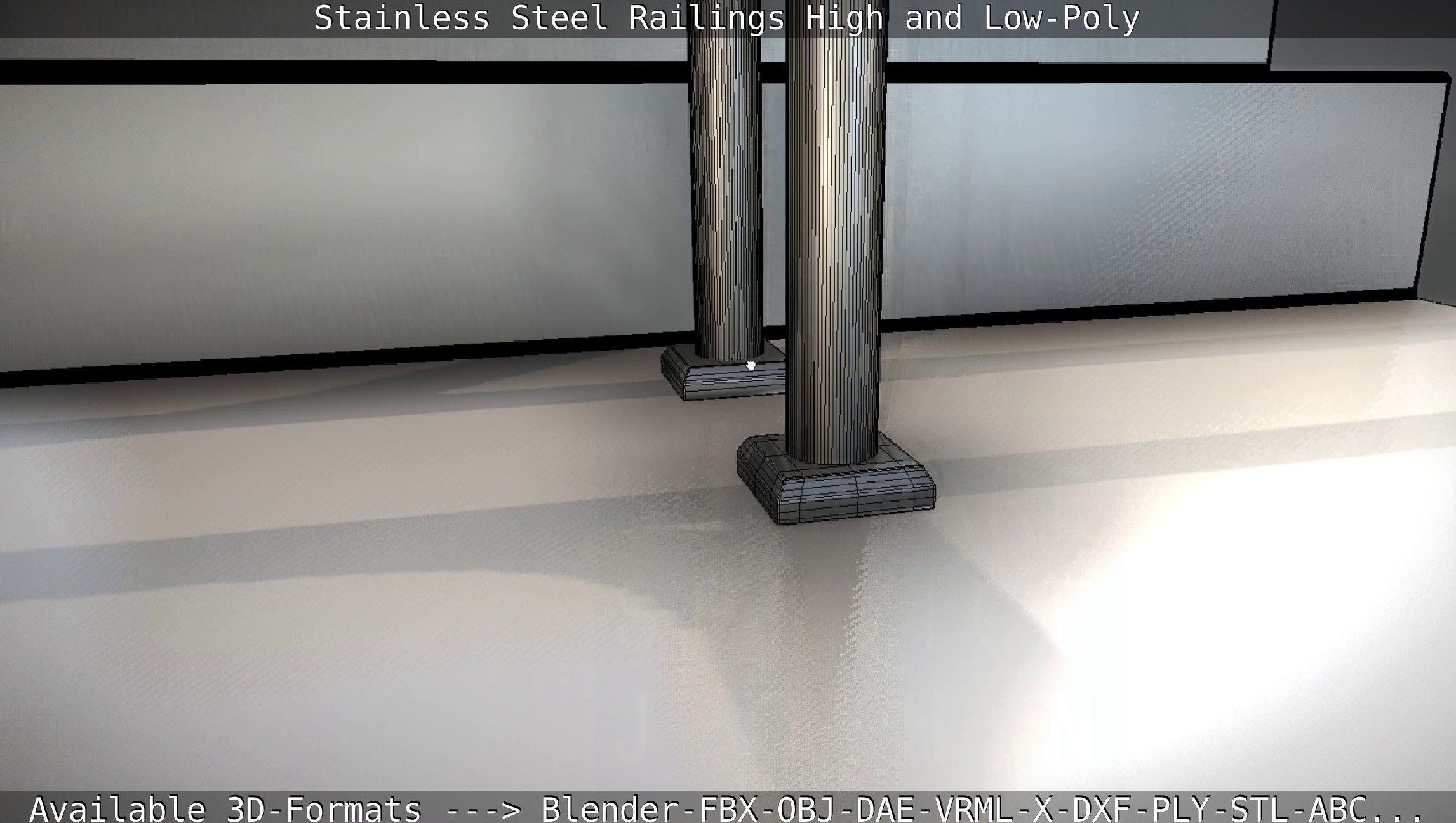 Stainless Steel Railings High and Low-Poly 3D model_49