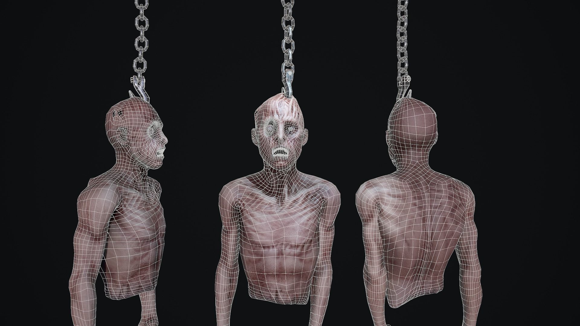 Creepy hanging man Low-poly 3D model_2