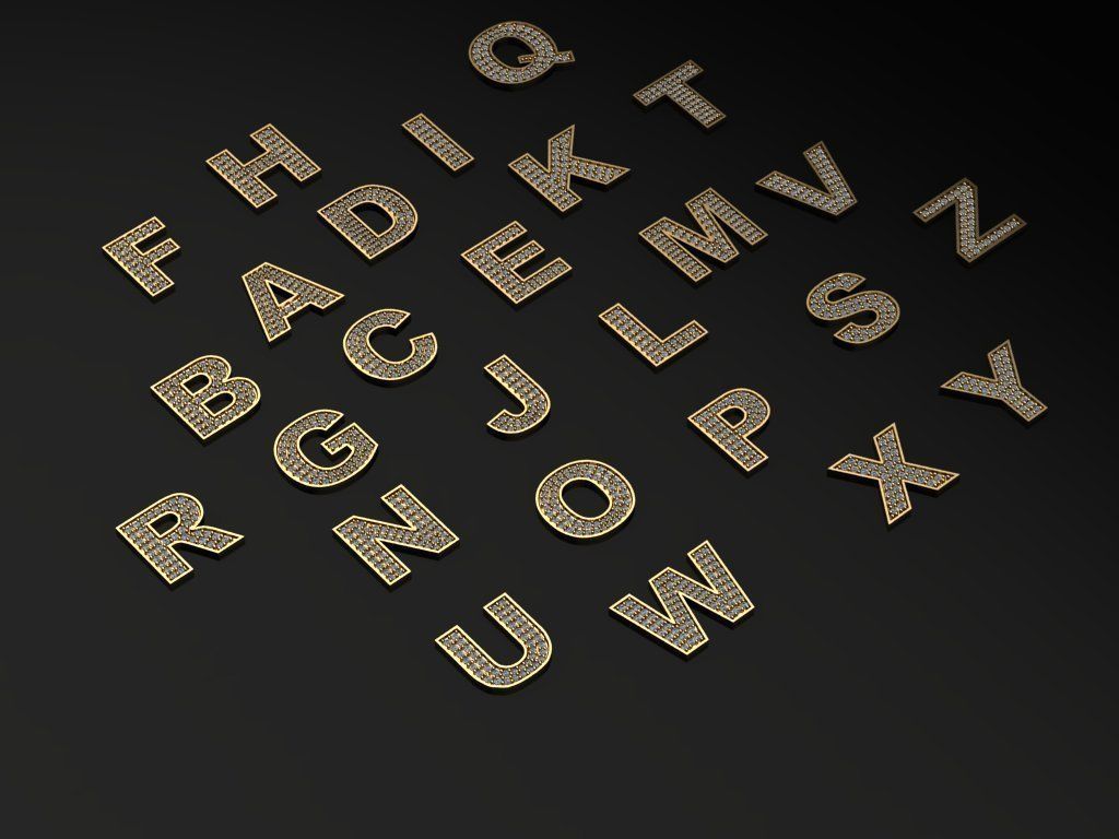  A to Z Alphabet Pendants in Capital Size 20 mm 3D model_2