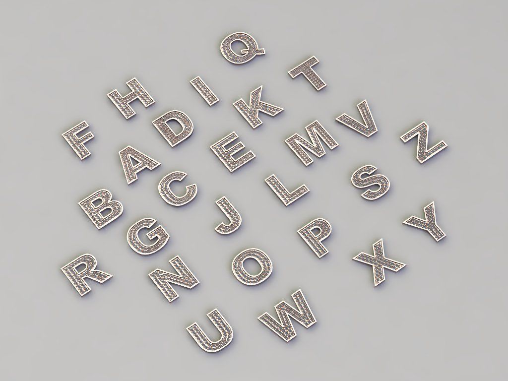  A to Z Alphabet Pendants in Capital Size 20 mm 3D model_1