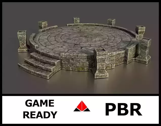 Ancient altar  Low-poly 3D model